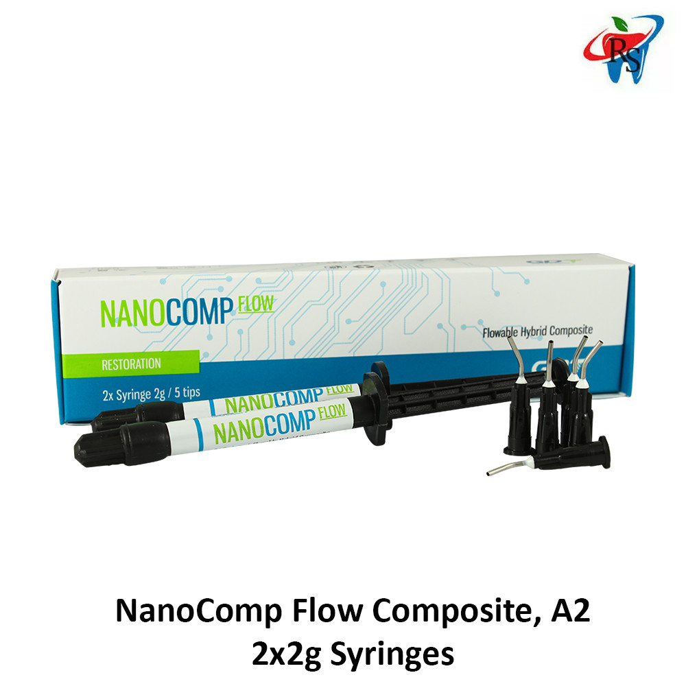 NanoComp Flow Universal Dental Composite Restoration Resin 2x2g A2 Syringe