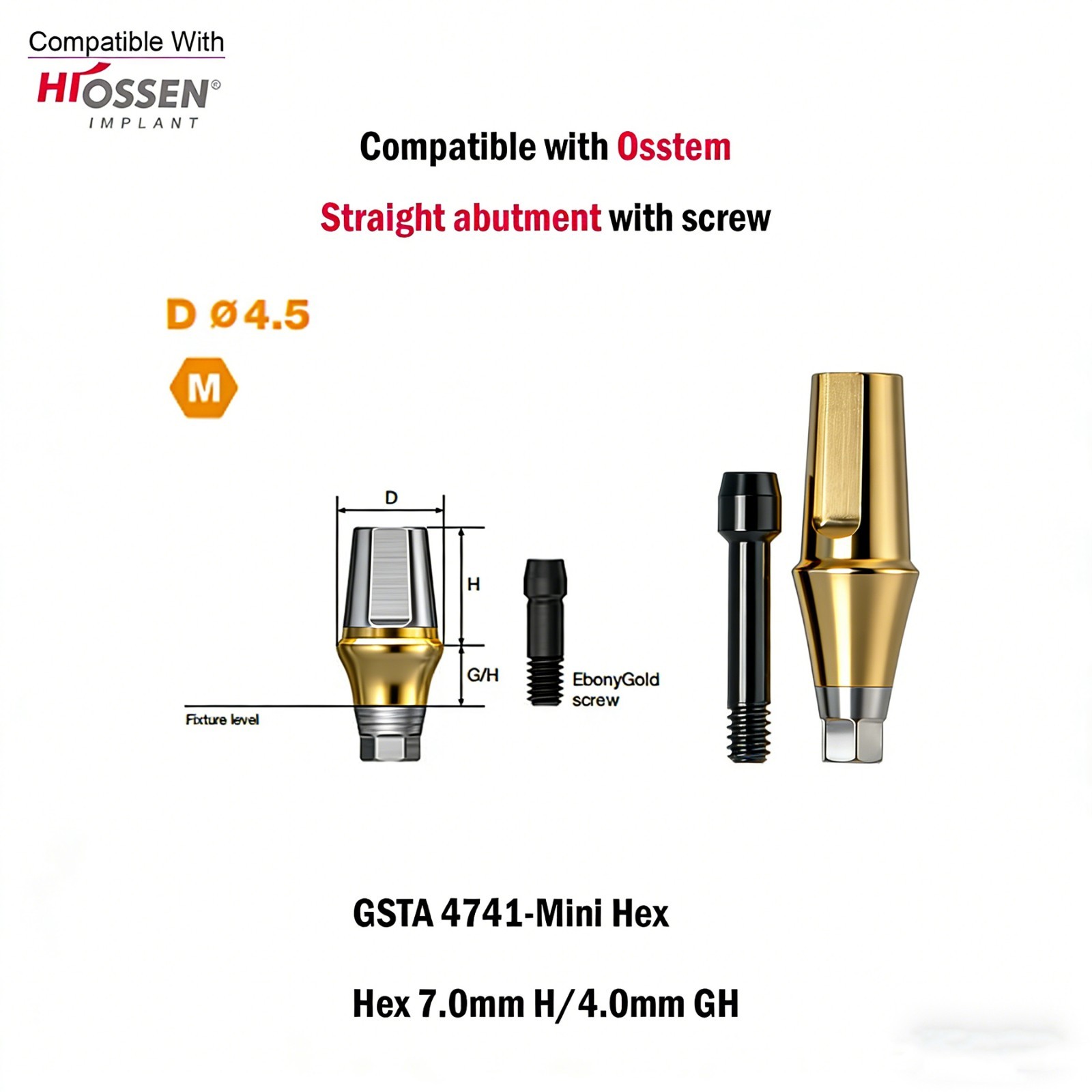 1pc Dental Titanium Straight Abutment Ti Cemented Abutment for Osstem Hiossen TS