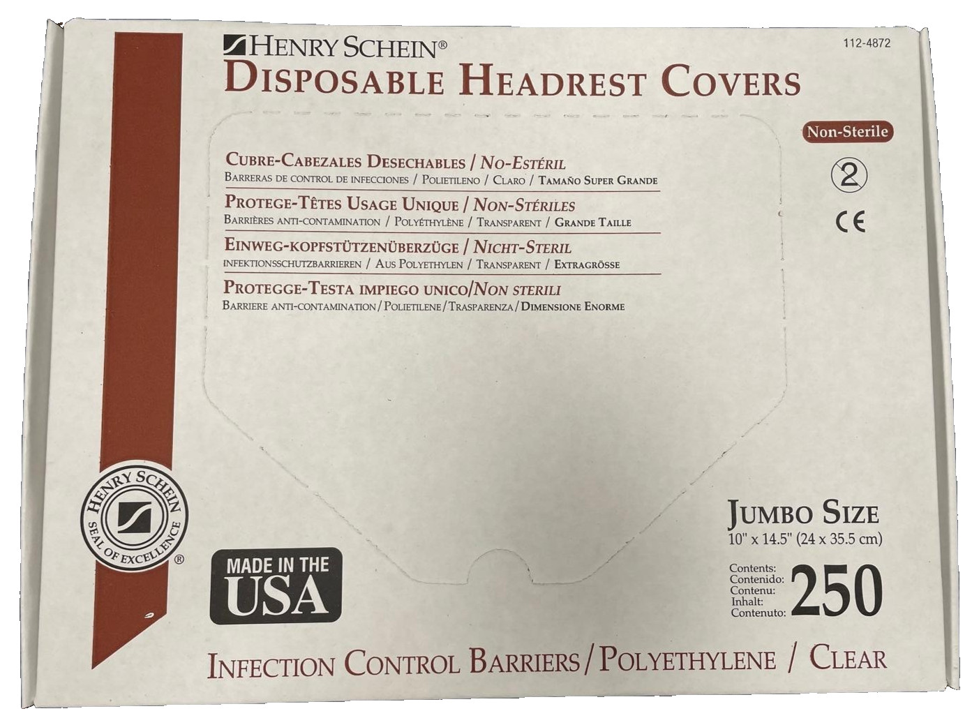 250 x Henry Schein Disposable Headrest Covers Infection Control Barriers Jumbo