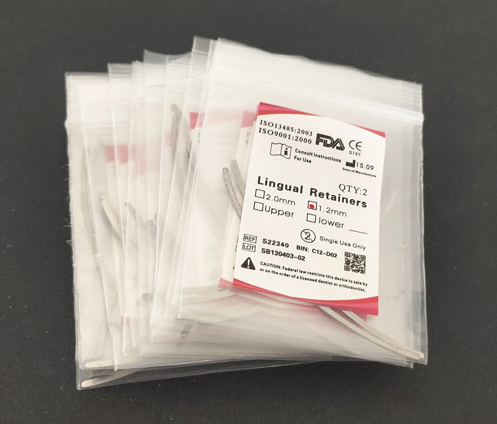 Dental Orthodontics 1.2mm Lingual Retainer 2Pcs/bag Universal Mesh Base