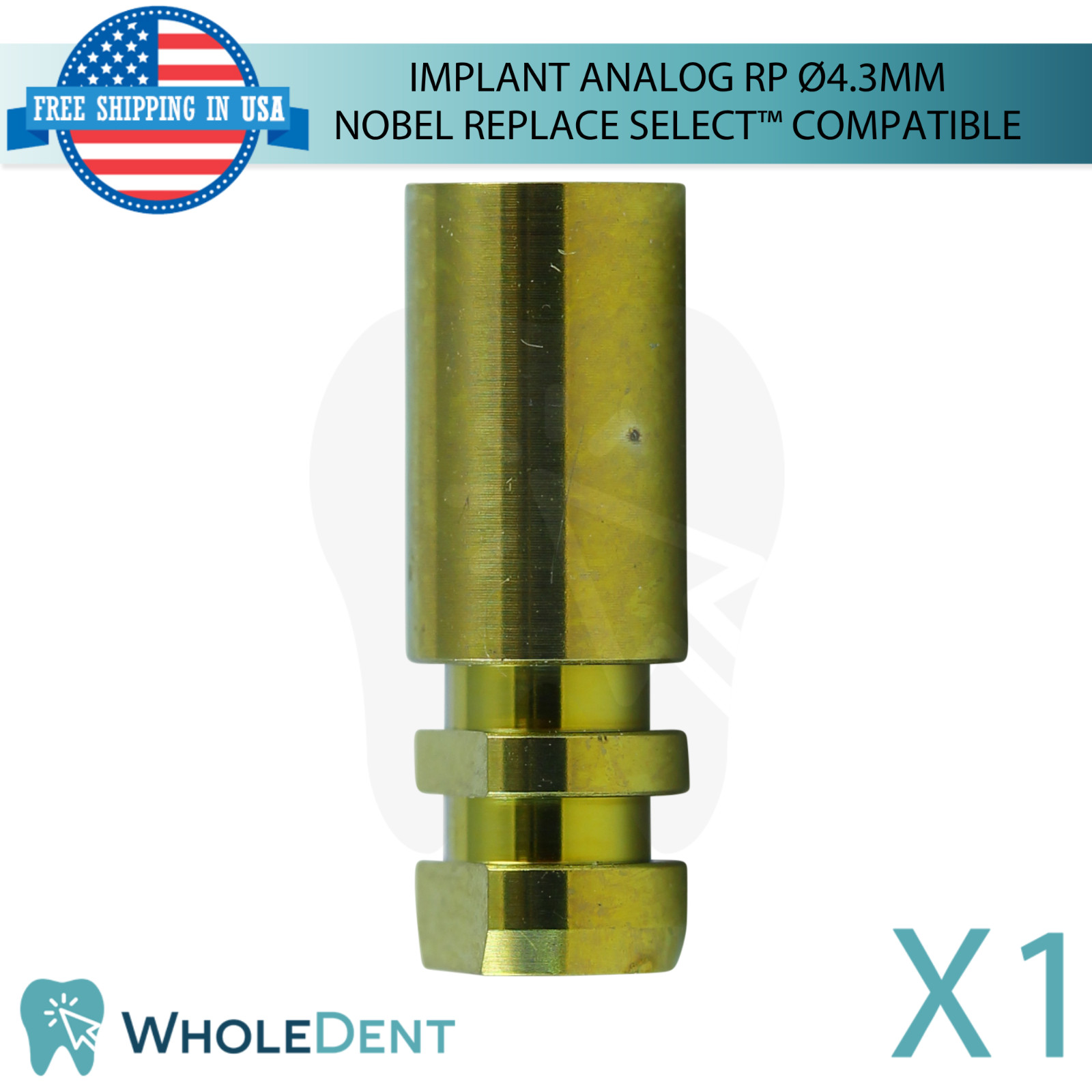 1x Dental Fixture Analog Ø4.3mm Regular RP N0bel Replace Select™ Compatible
