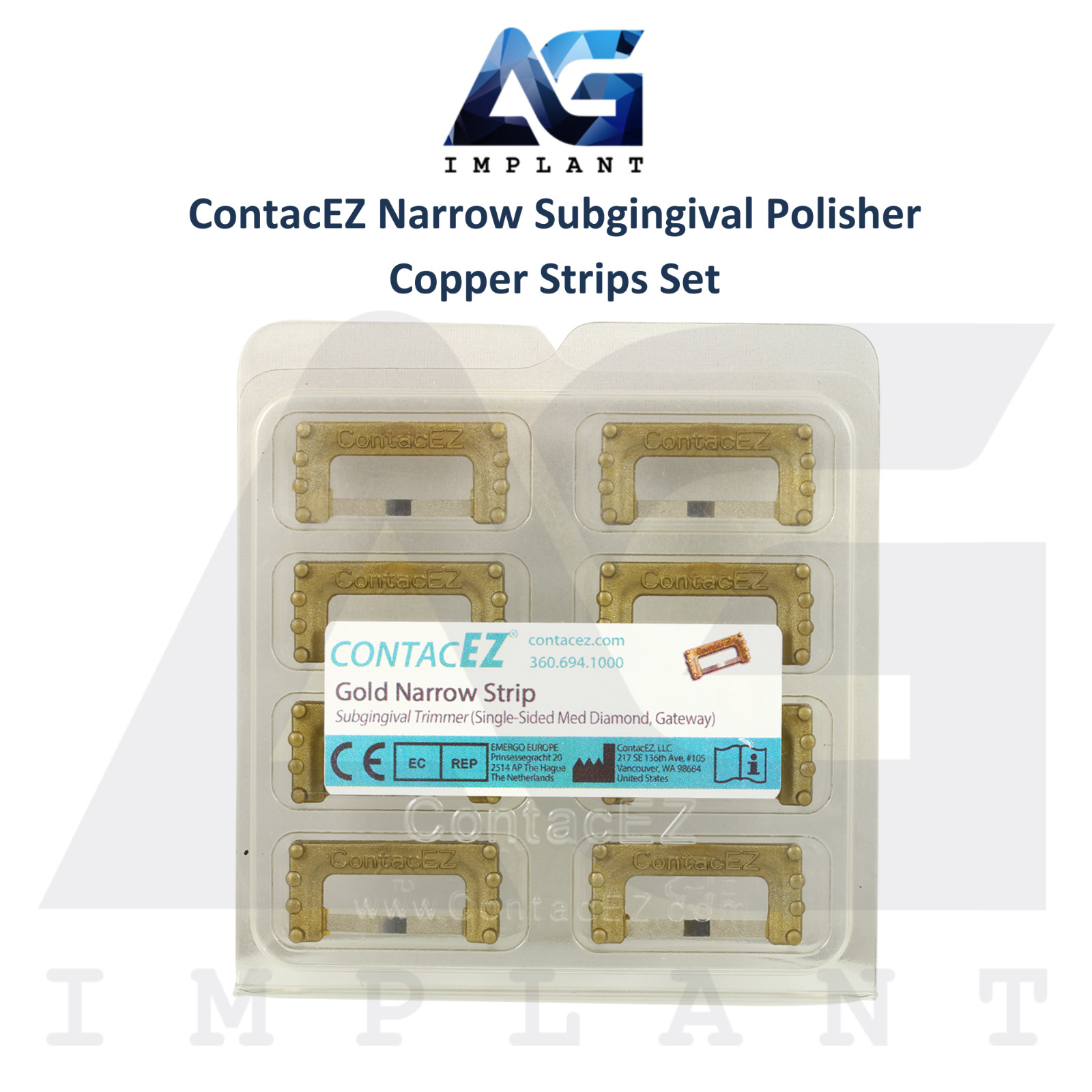 ContacEZ Narrow Subgingival Trimmer Gold Dental Strips 8pcs System Medium-Coarse