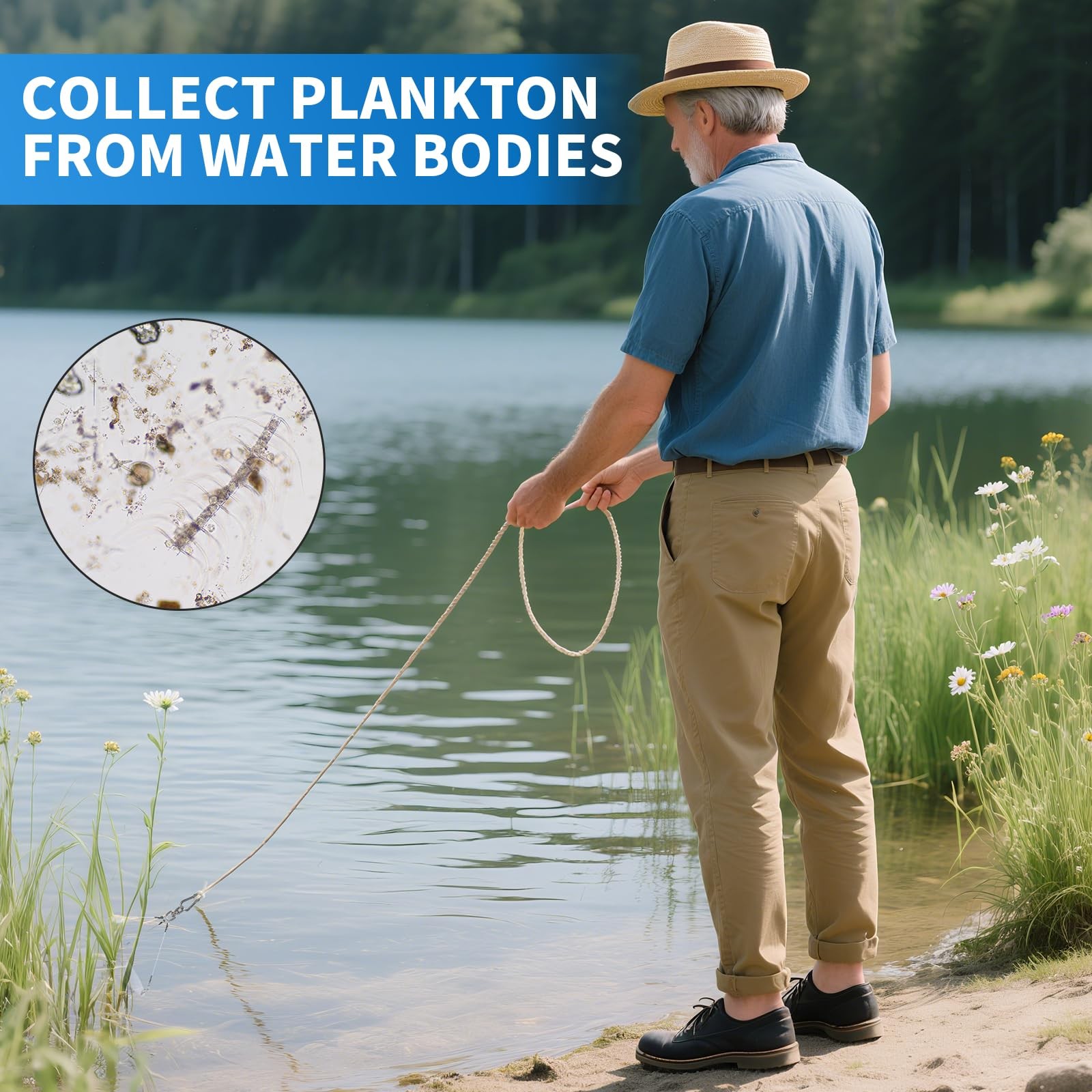 Plankton net; Water Quality Test Freshwater and Marine Aquatic 7.87inch, blue