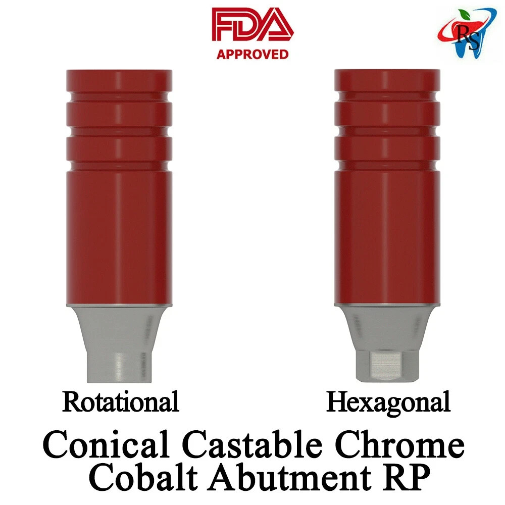 5pcs Straight Plastic Conical Castable Abutments RP Rotational / Non Rotational