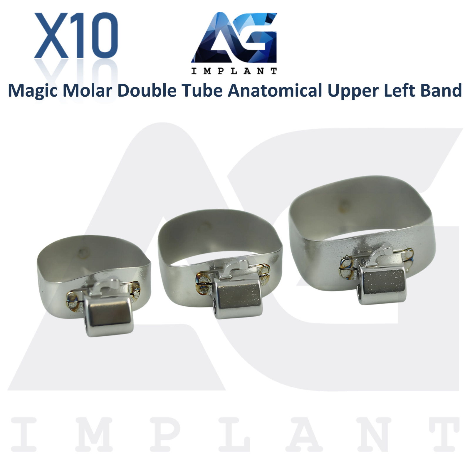 10 Dental Molar Double Tube Anatomical Upper Left Ortho Band Solid Anchor Magic