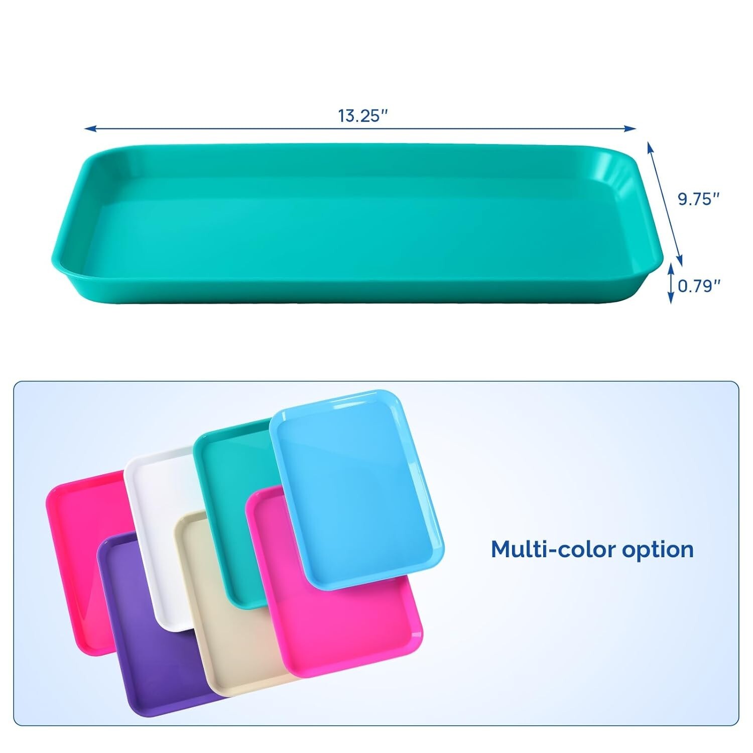 20Pcs Dental Trays Autoclavable Procedure Flat Trays Size B 13.25X9.75″, Teal