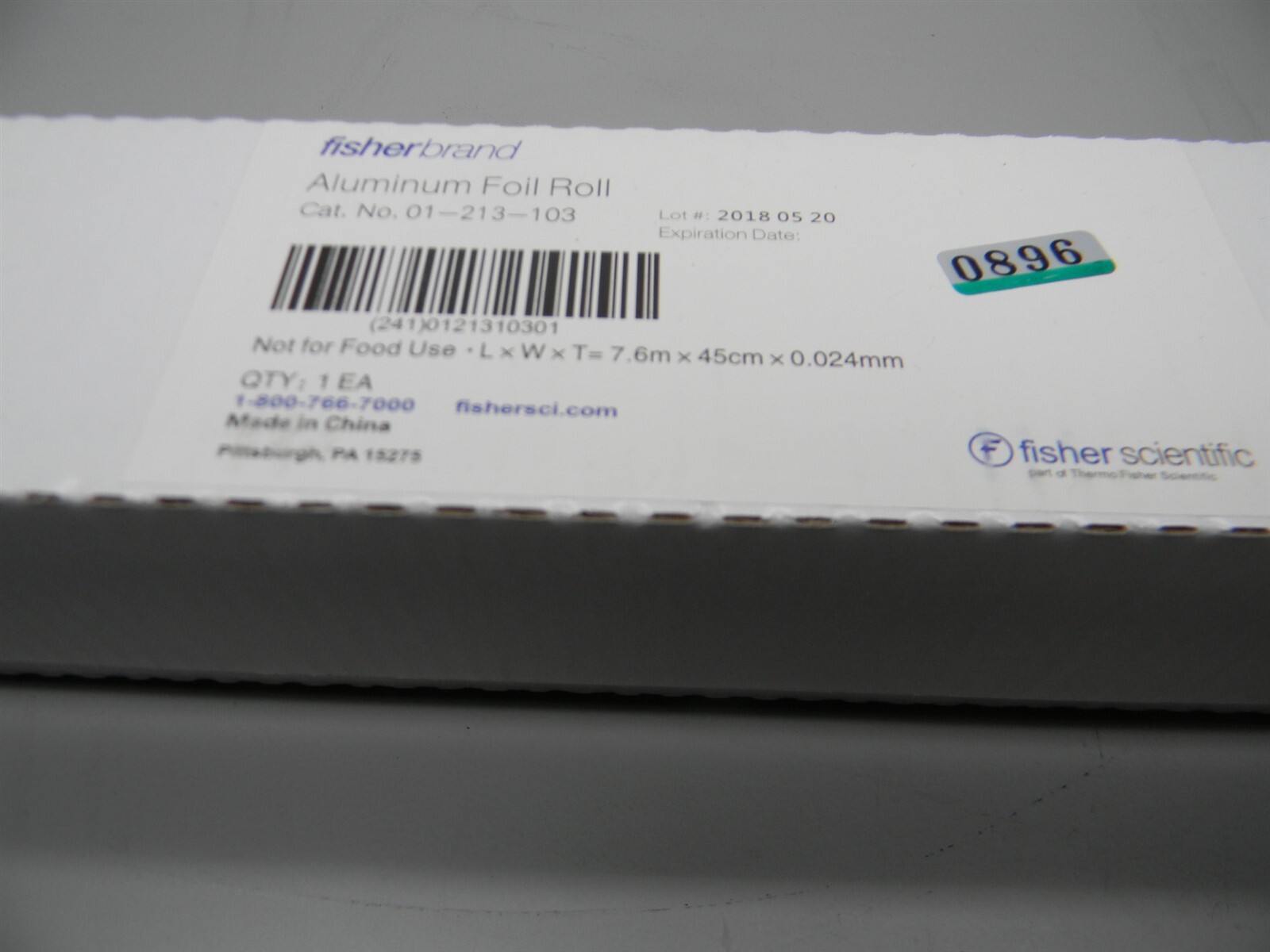 FisherBrand Aluminum Foil Roll 01-213-103, 7.6 M Long, 24µm Thick, 46 Cm Wide,