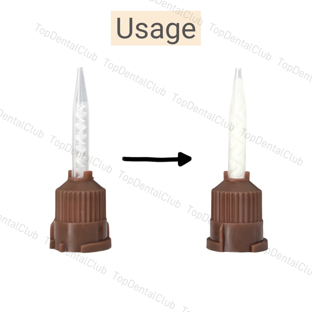 50pcs Dental Mixing Tips Temporary Cement Impression Material Brown Mixed 1:1