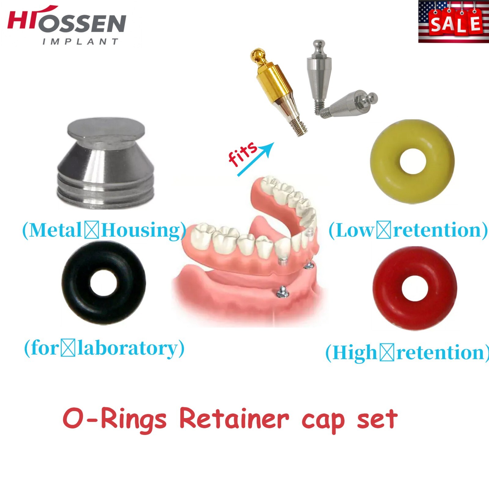 US Dental O-ring 4Pcs/Set for Ball Attachment Abutment Compatible Hiossen Osstem