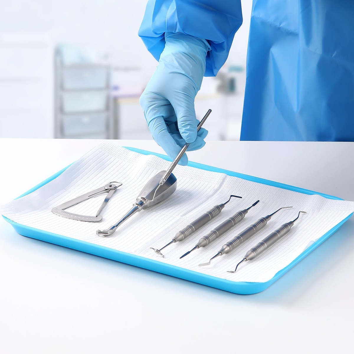 6 Color Dental Autoclave Plastic Instrument Set Up Flat Tray Size B Tray AZDENT