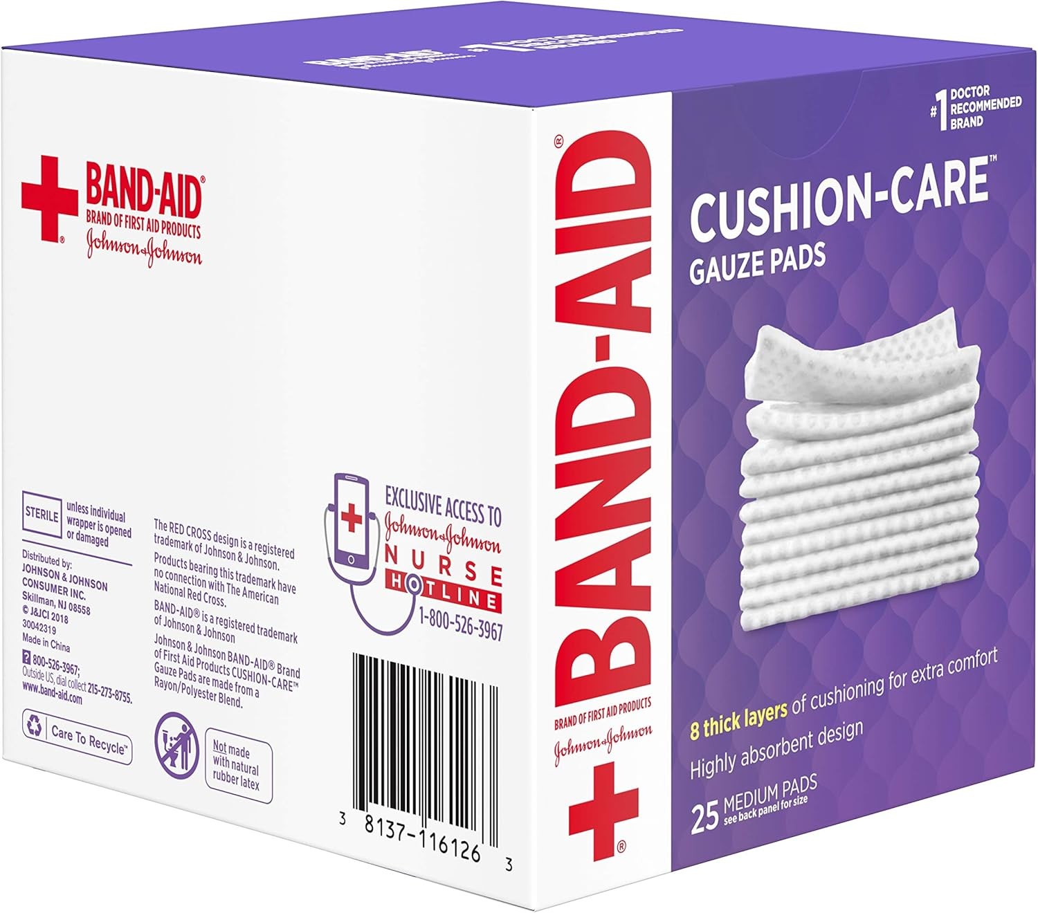 Band-Aid Brand Medium Gauze Pads, 3×3 Inch (Pack of 25)