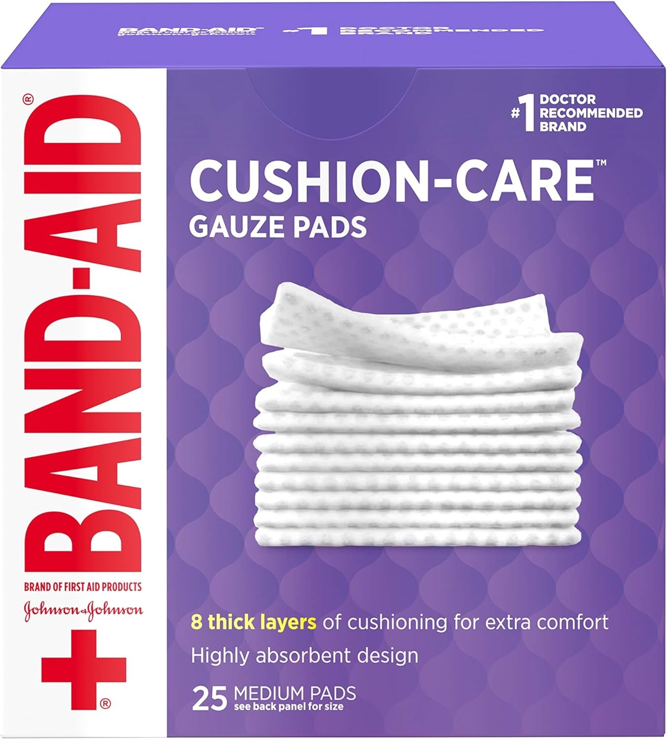 Band-Aid Brand Medium Gauze Pads, 3×3 Inch (Pack of 25)