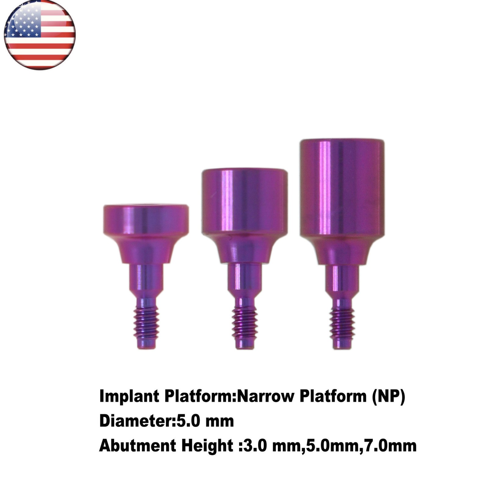 US Dental Titanium Healing Abutment Nobel Biocare Active TiUltra Parallel CC NP
