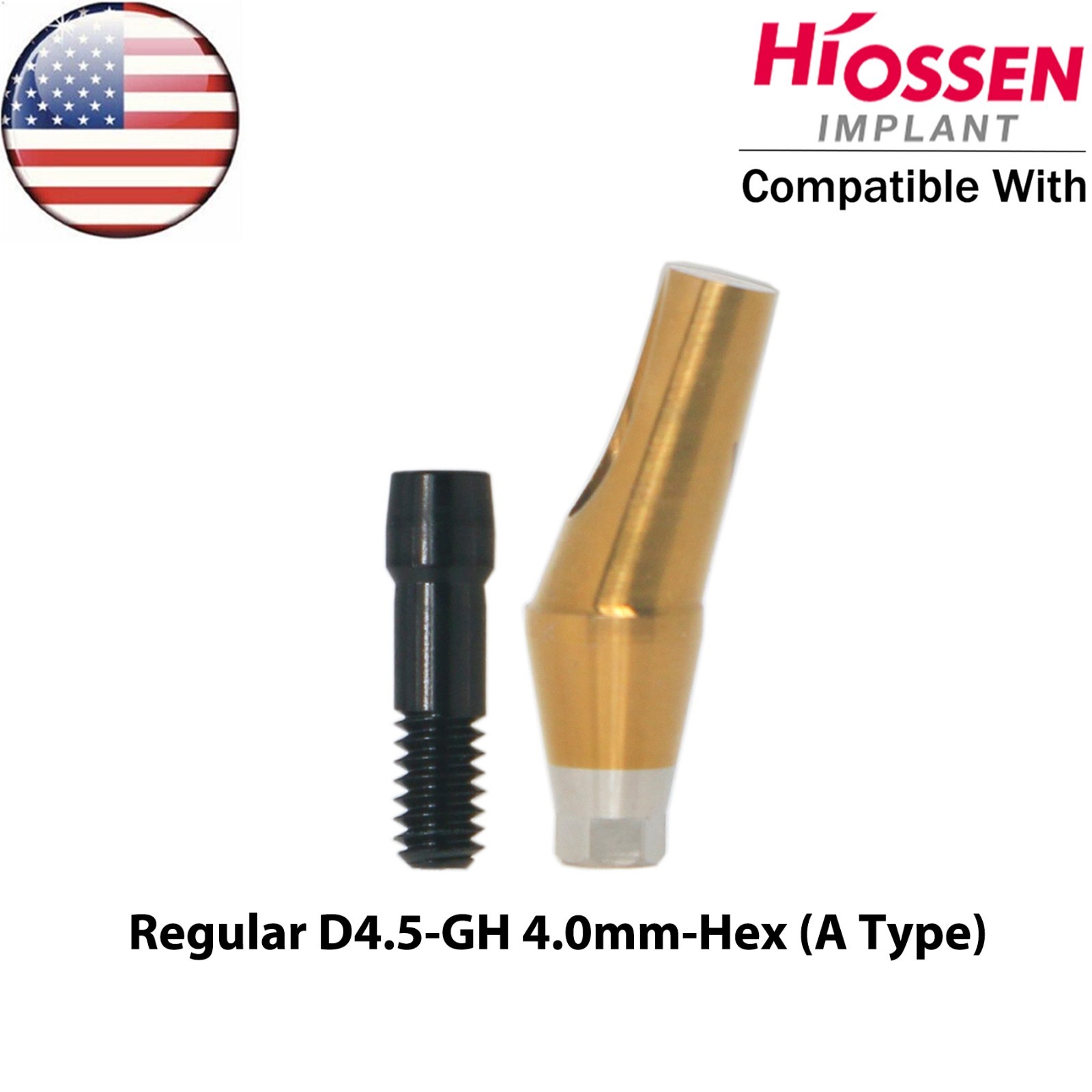 US Dental 17° Angled Anatomic Abutment Regular with Screws Fit Hiossen Osstem TS