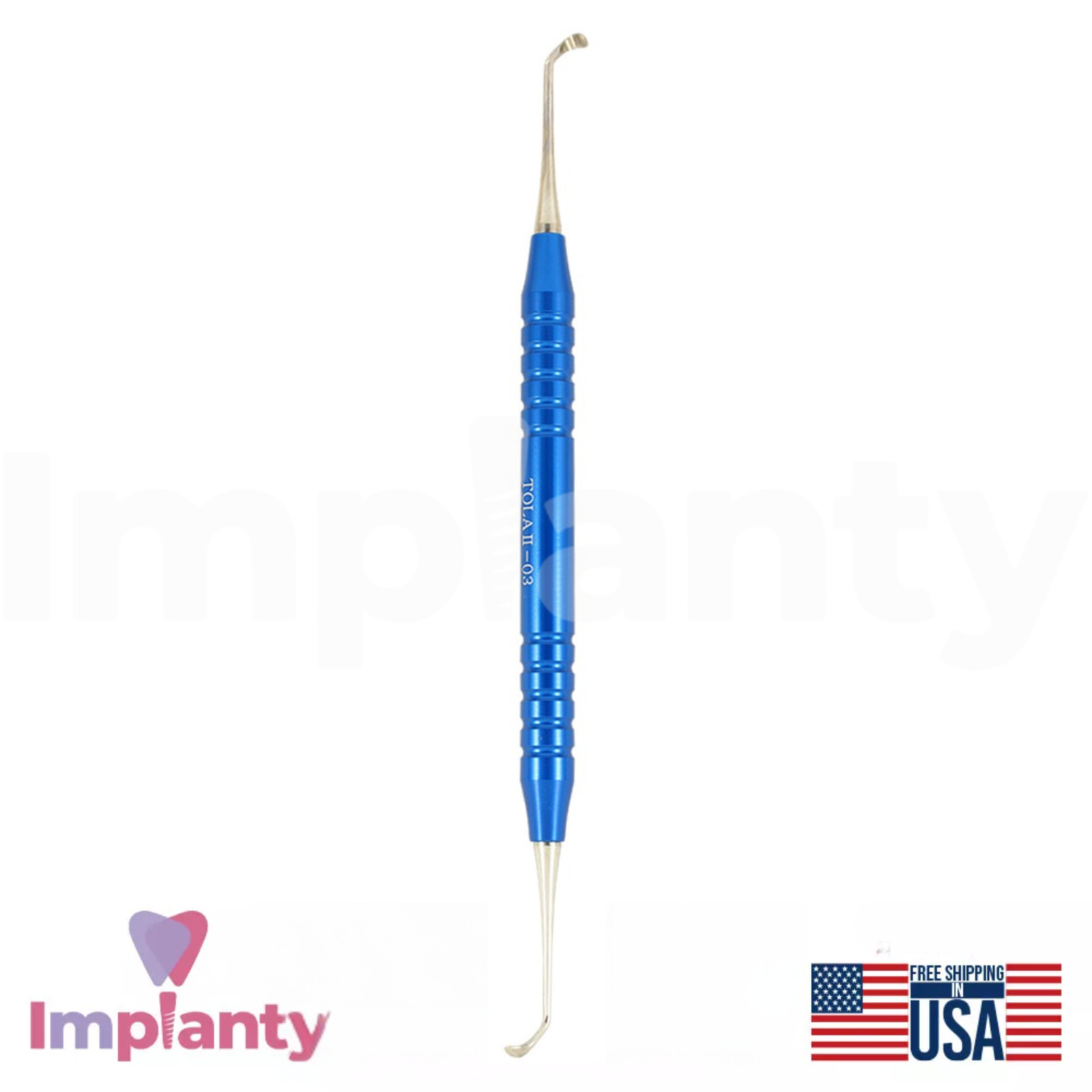 TOLA Blue Dental Lift Curette 3 Lateral Approach Double Sided Stainless Steel