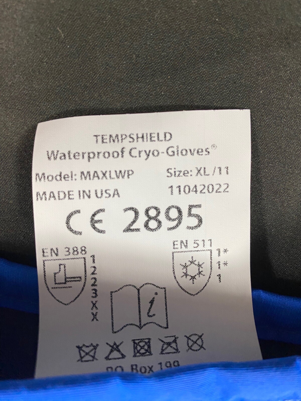 TEMPSHIELD Mid-Arm Cryo-Gloves For Dry Ice Handling Size 11 Blue MAXLWP