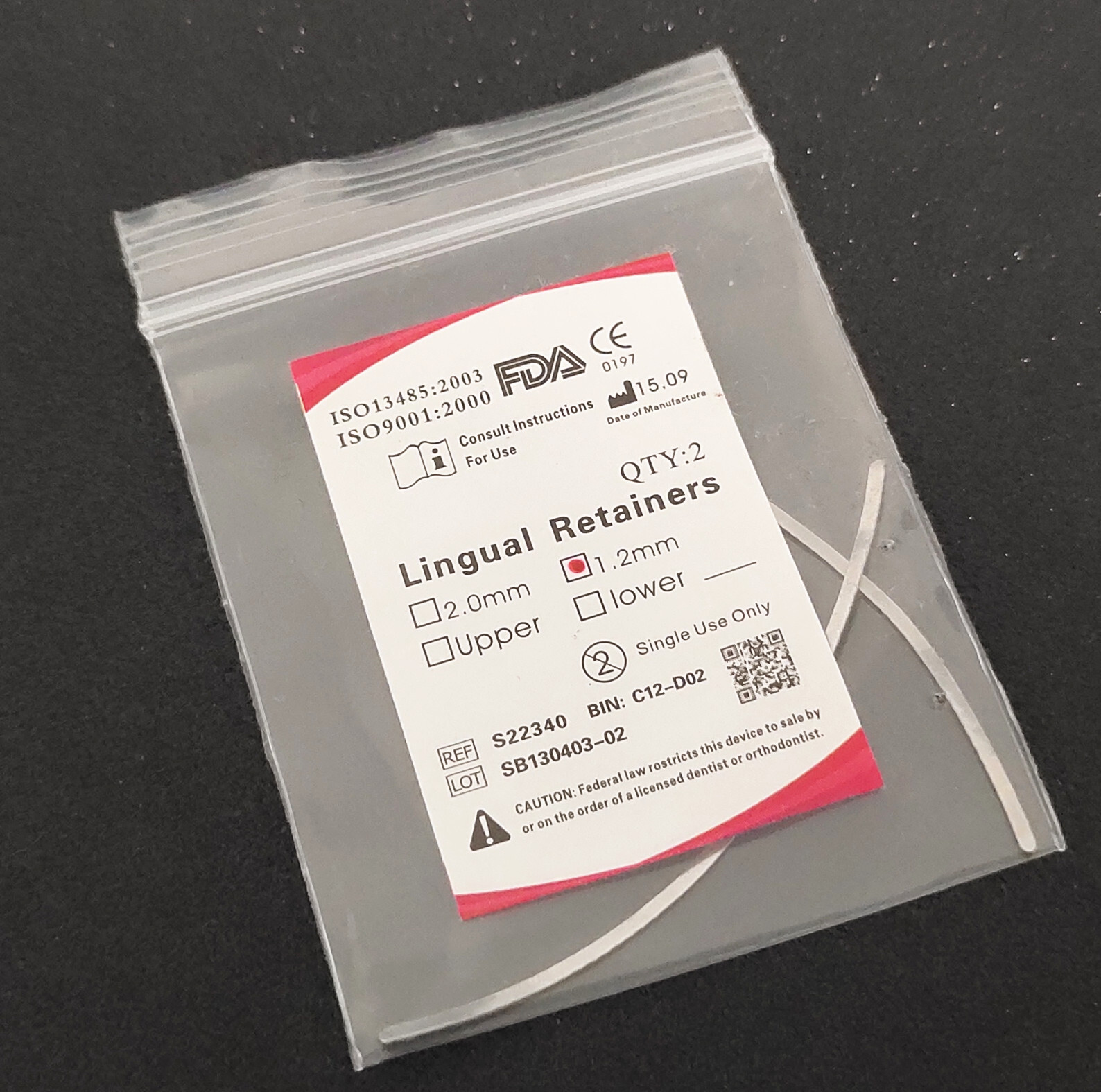 Dental Orthodontics 1.2mm Lingual Retainer 2Pcs/bag Universal Mesh Base