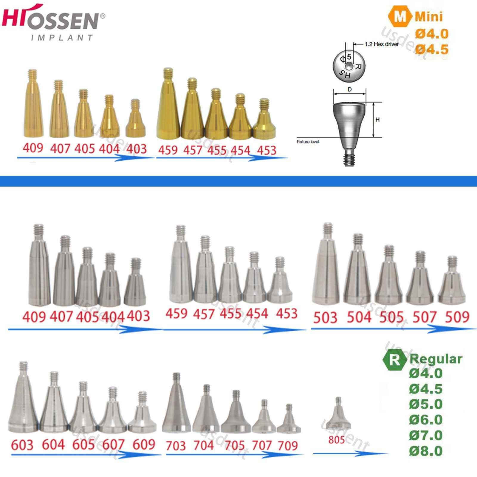 US Dental Healing Abutment Cap Driver Mini Regular Platform Fit Osstem & Hiossen