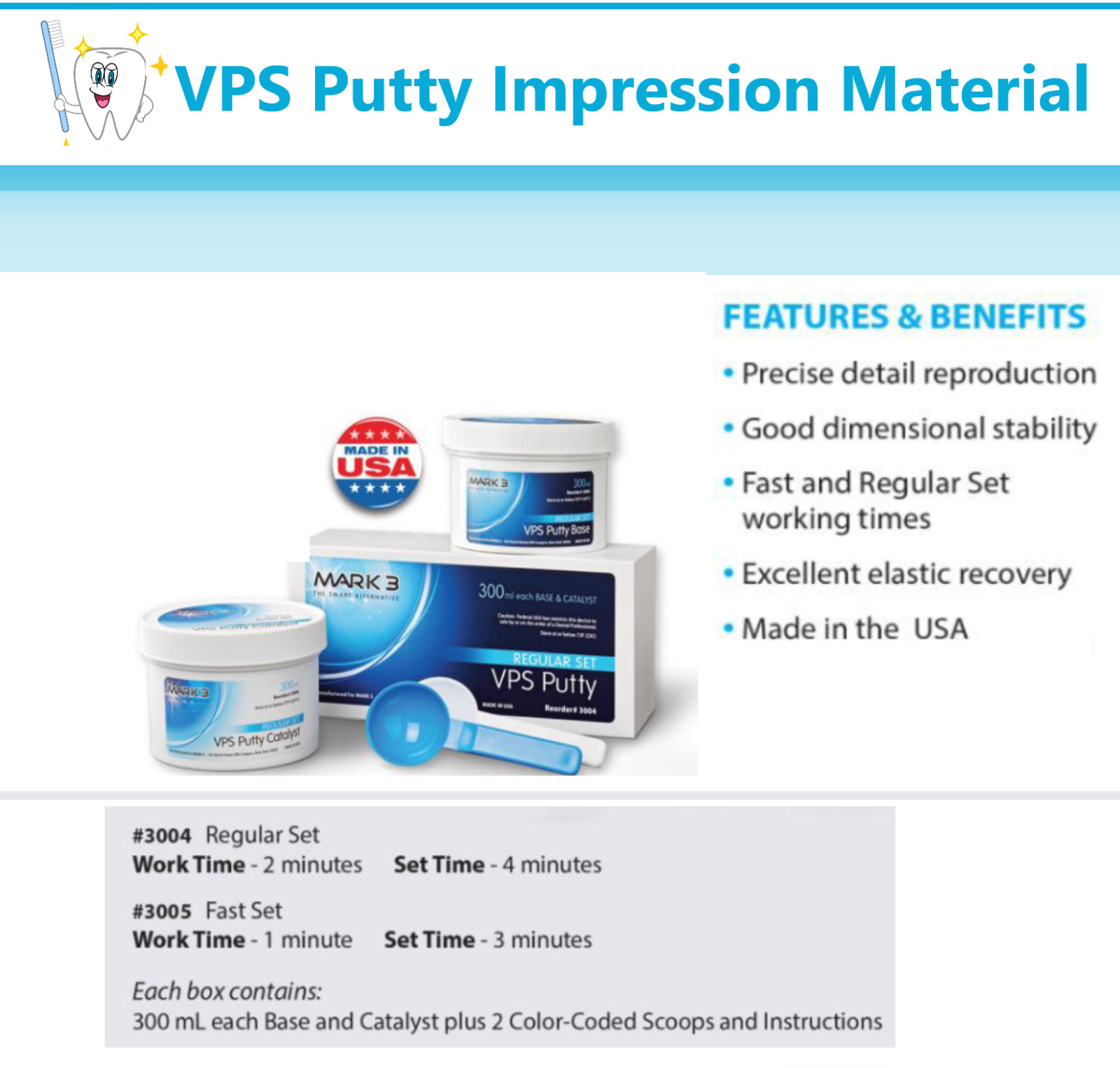 Dental VPS Putty Express Putty Impression Material Base or Catalyst 600 ml, USA