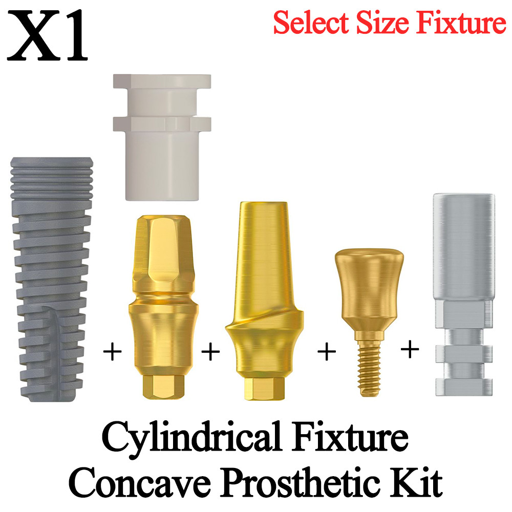 1x Cylindrical Fixture + Concave Prosthetic Kit Dental Analog Transfer Set