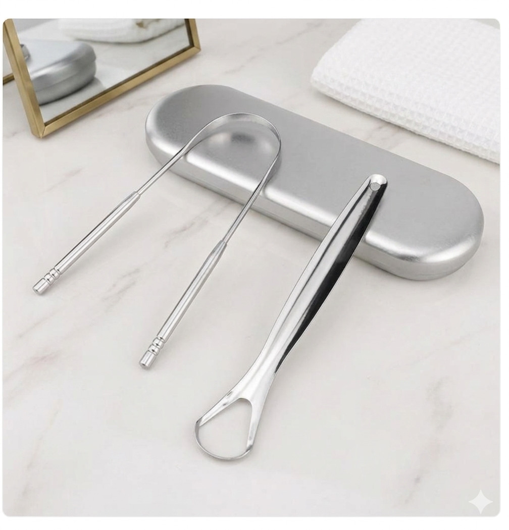 2 Pack Tongue Scraper 304 Stainless Steel Cleaner for Fresh Breath