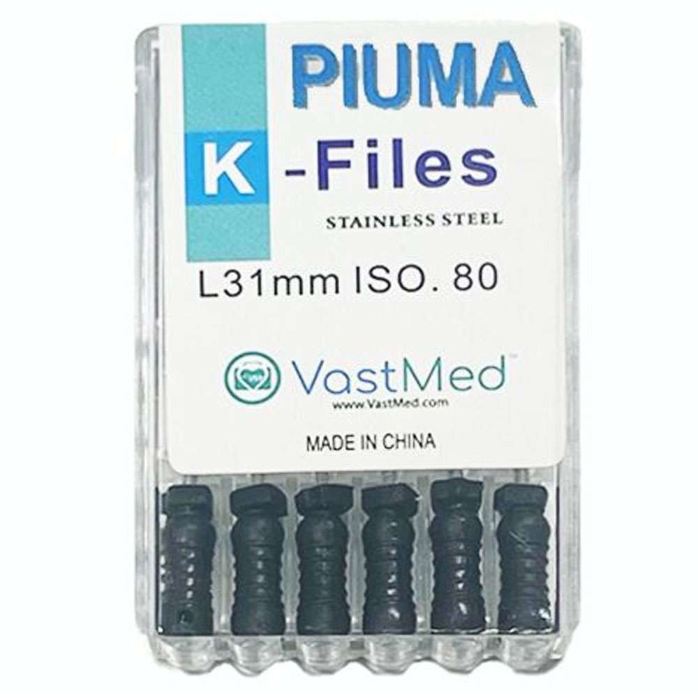 PIUMA K-File 31mm #80 Stainless Steel, Flex, Color Coded, 6/Box