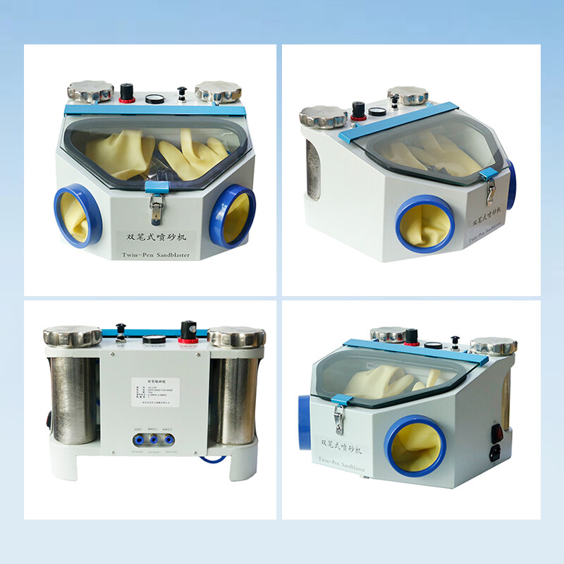 Dental Double Pen Sandblasting Box with LED Light Fine Sandblasting Unit JG-218