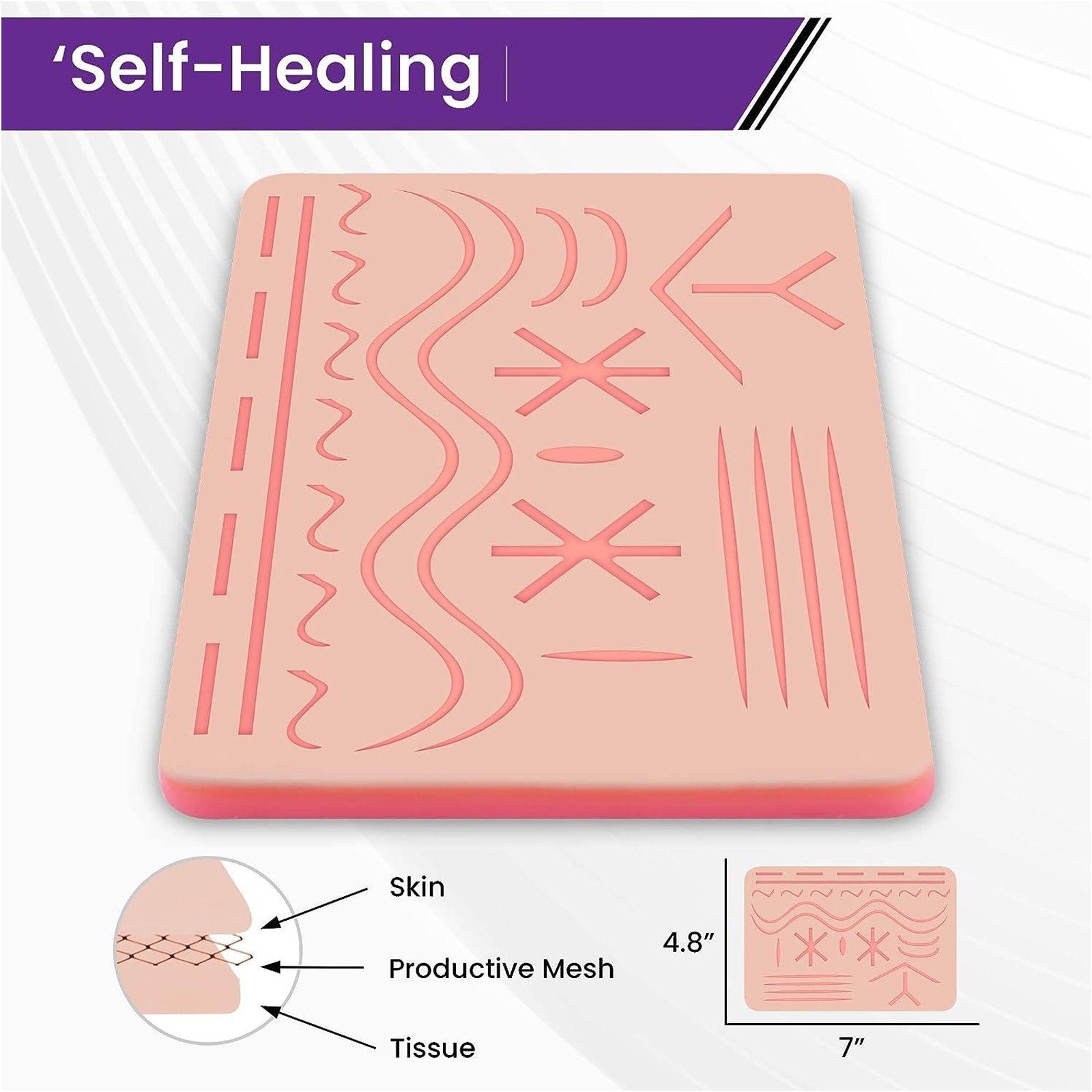 Medical Skin Suture Practice Silicone Pad Wound Simulated Surgical Training Kit