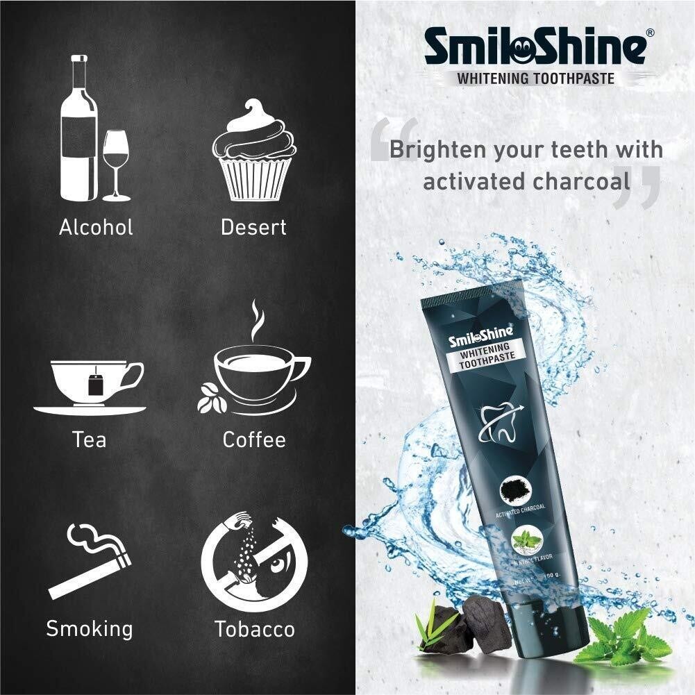 SmiloShine Dental Teeth Whitening Toothpaste with Activated Charcoal (Free Ship)