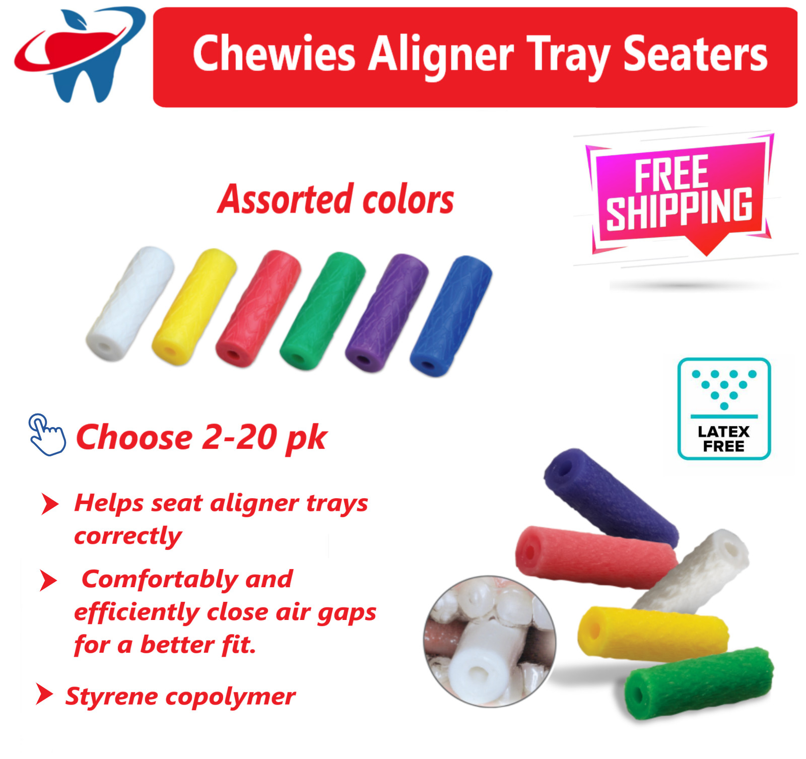 Aligner Tray Seaters Alignerchew Dental Orthodontic, Invisiline tray setter 20Pk