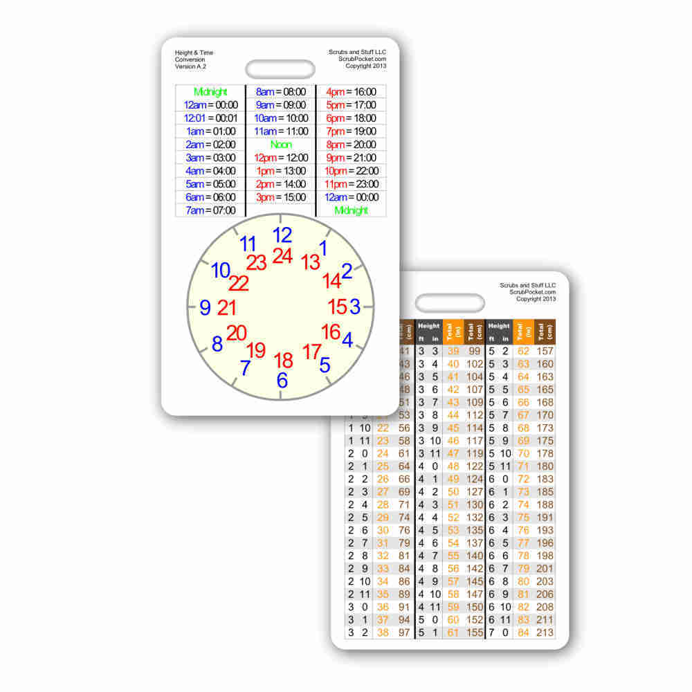 Height & Time Conversion Vertical Badge ID Card Pocket Nurse Paramedic RN EMT MA