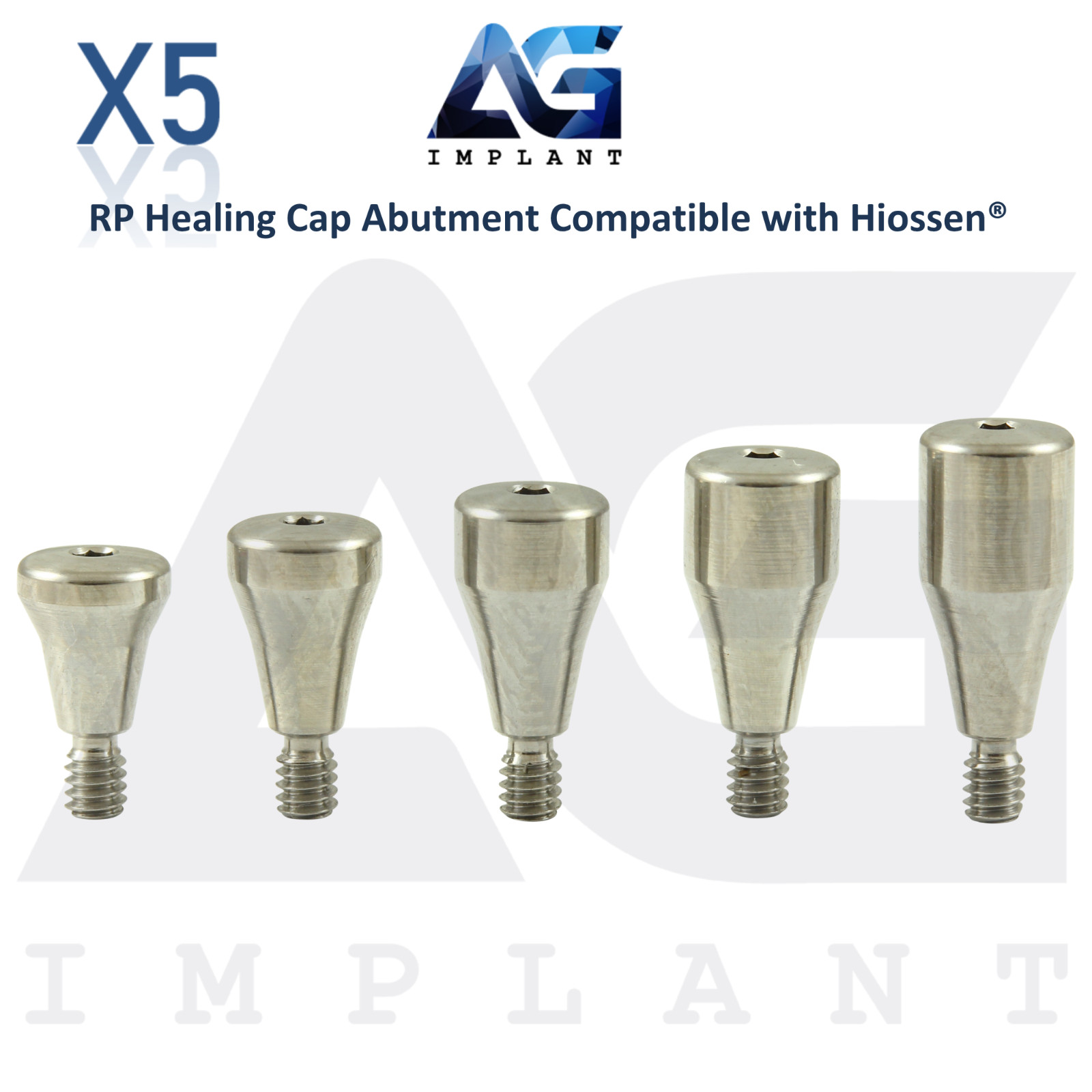 5 Dental Titanium Healing Cap Prosthetic Ø3.5mm Hiossen Compatible RP 2.5mm