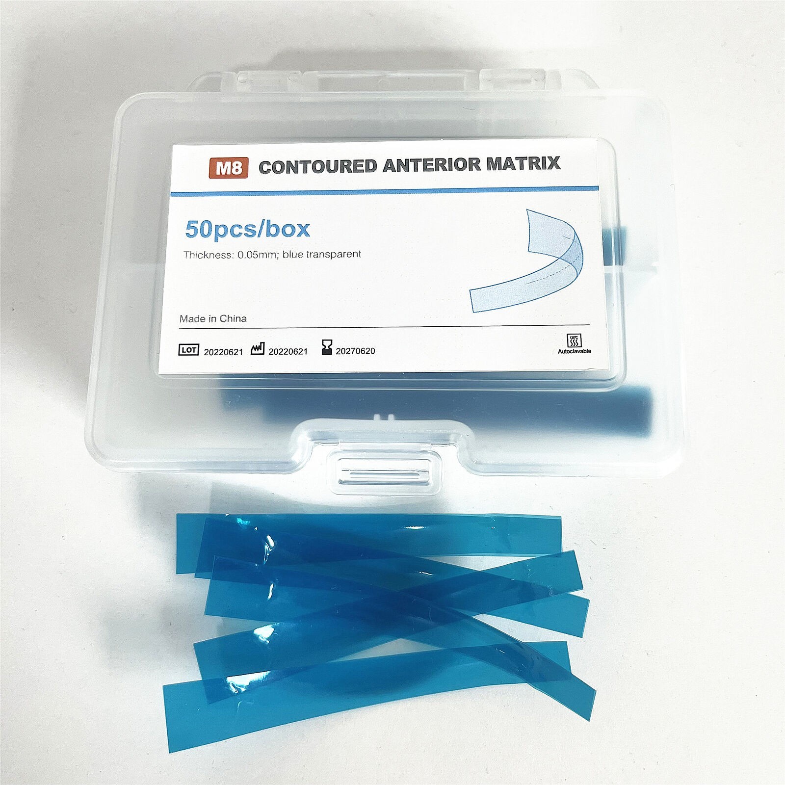 Dental M8 Blue Strips Matrix Strip Contoured Anterior Matrices Resin Bands 0.05