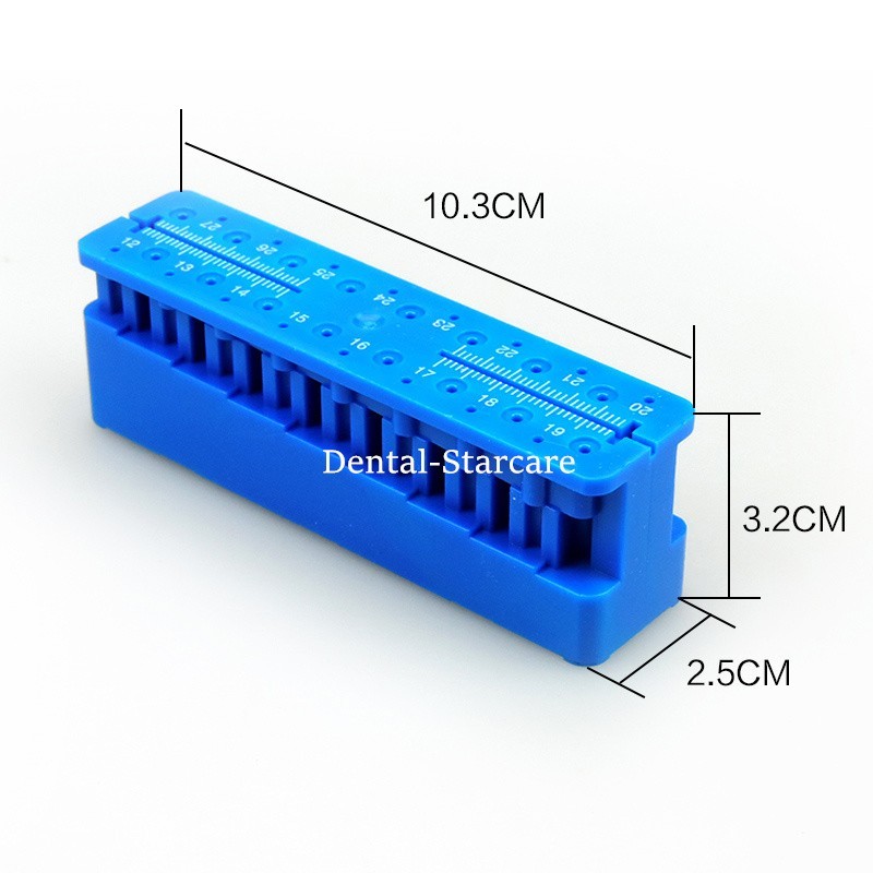 1Pcs Dental Endo Files Measuring Block Holder with Ruler Autoclavable Stand Blue