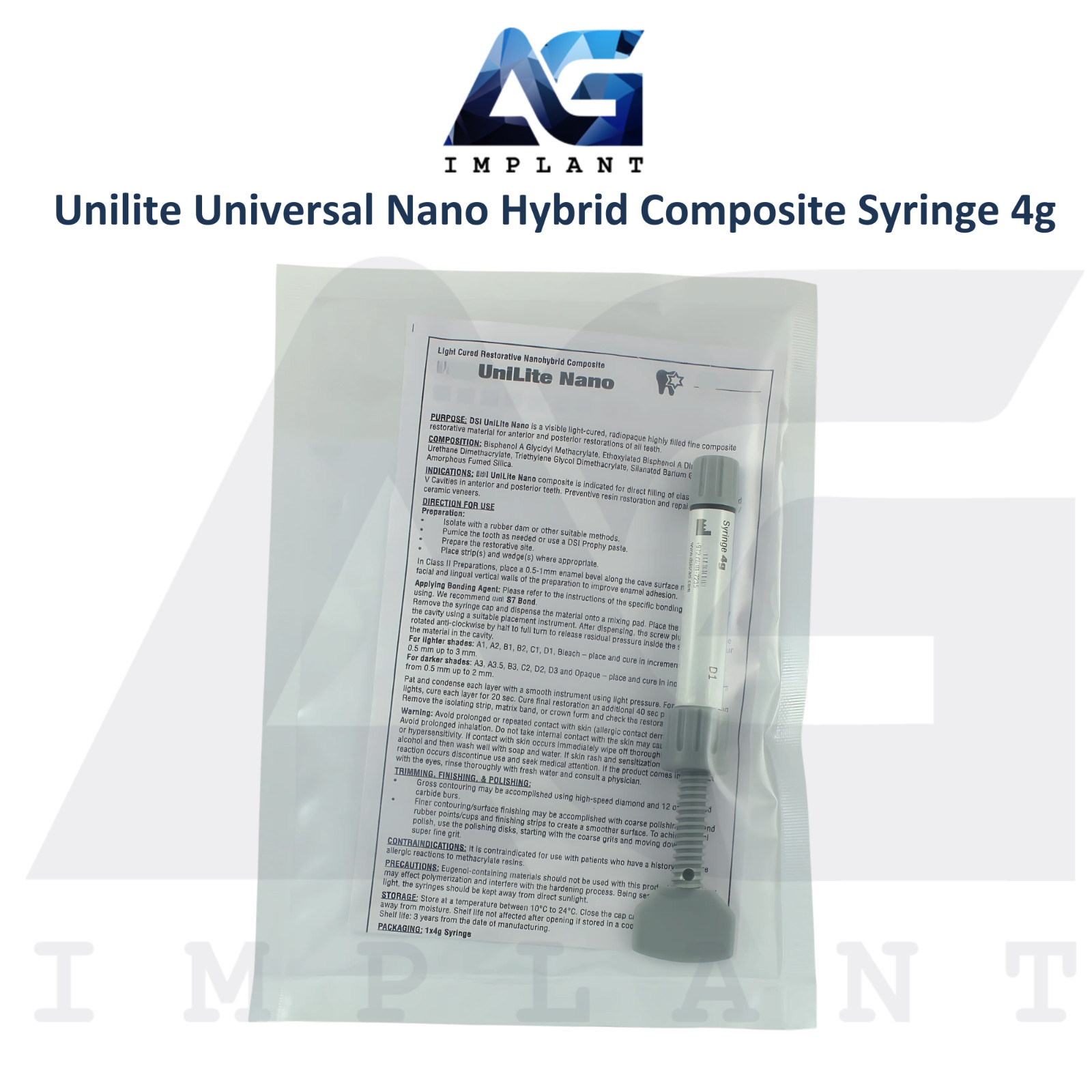 Dental Unilite Nano Universal Hybrid Comp0site 4g Light Cure Restoration