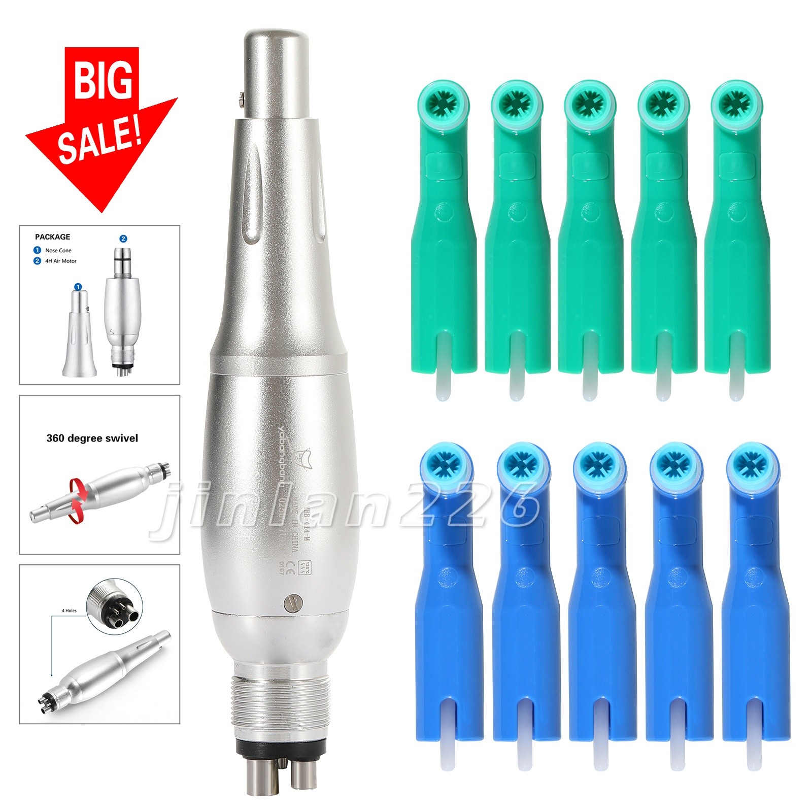 Dental 360°Swivel Hygiene Prophy Handpiece Air Motor 4:1 Nose Cone / Angles YB