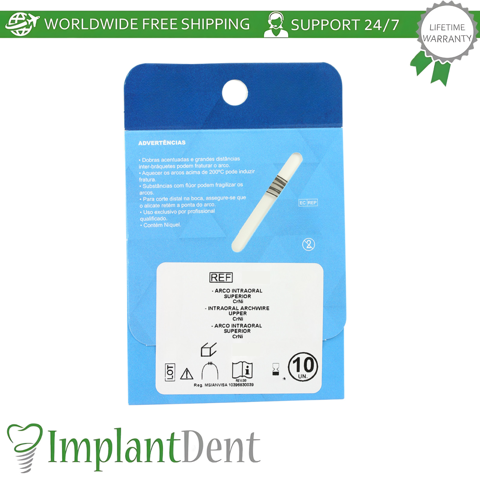 CrNi Rectangular Arch Dental Alignment And Leveling Wire 10 Dentistry Wires
