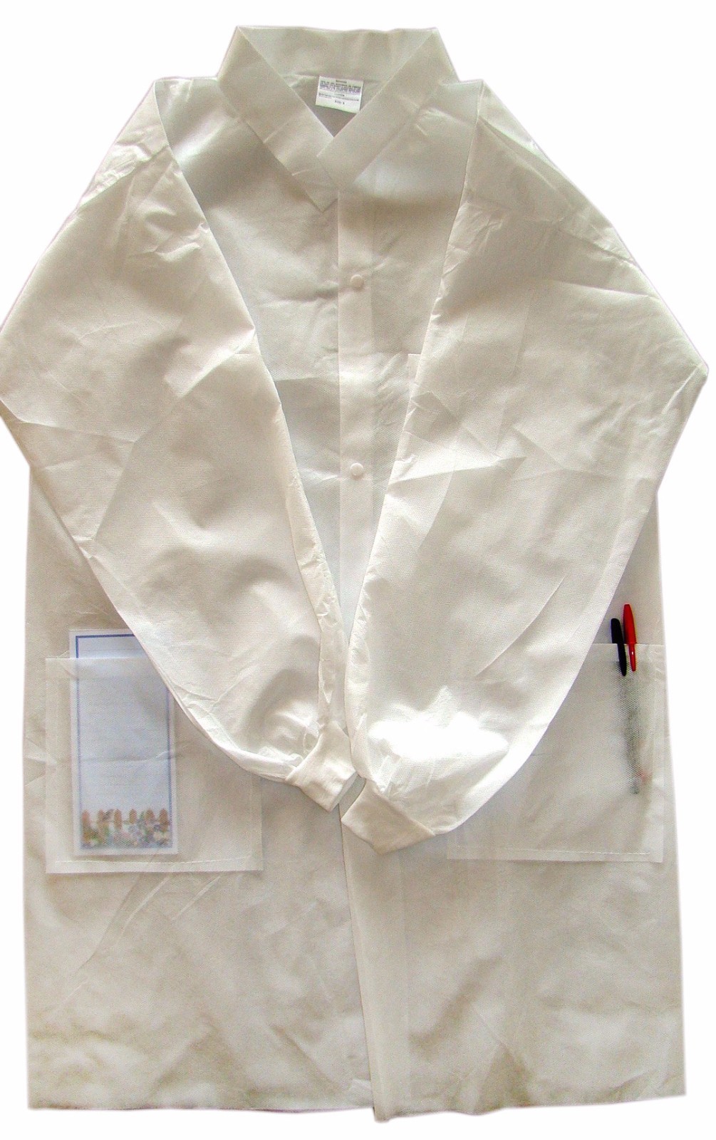 Disposable Knitted Collar Lab Coat, Size XS, S, M, L, XL, 10 pcs/Box