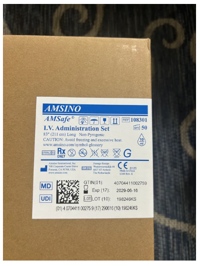 108301: Primary IV Tubing, 10 drops per mL, 83″ in length, priced per case of 50