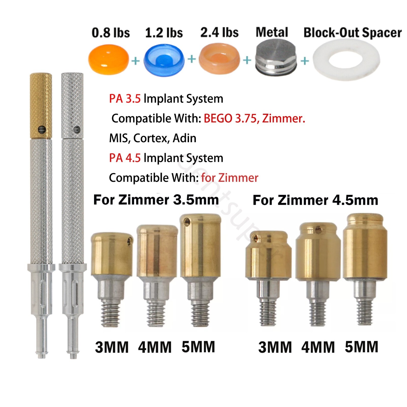Dental fit Zimmer/Hiossen/Nobel/ITI/ Removable Attachment Abutment Male Cap Tool