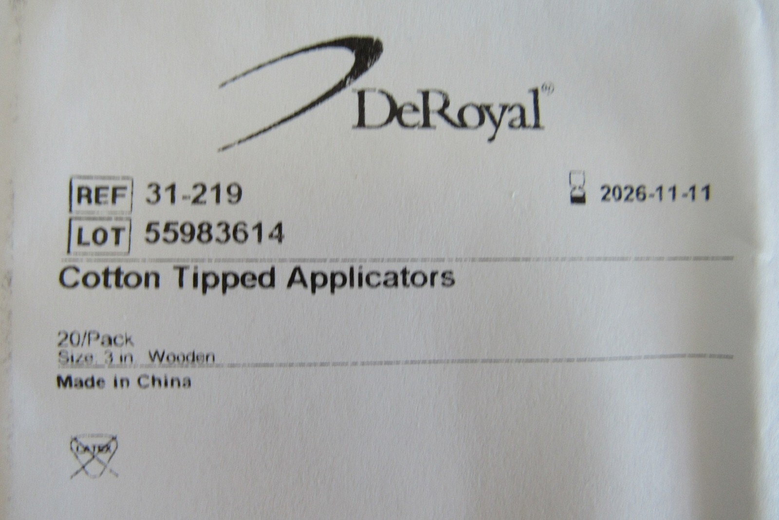 Lot of 380 DeRoyal 31-219 Wooden Cotton Tipped 3″ Applicators 19 Pkg EX: 11/2026