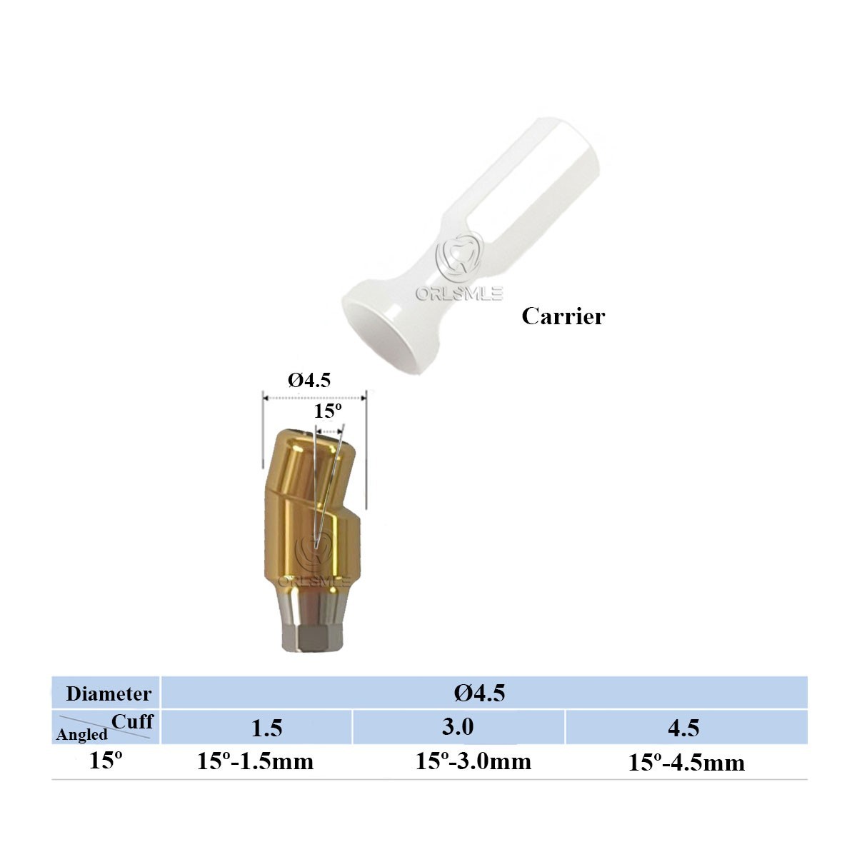 15° Angled Overdenture Abutment fit to Osstem TS Regular GH1.5-4.5mm