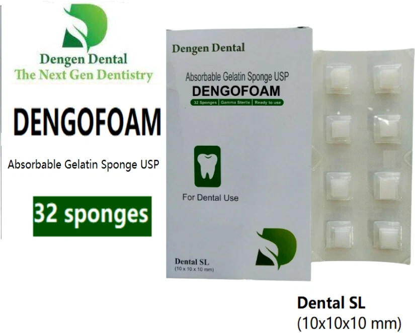 10 X Dengen Dengofoam Absorbable Gelatin Sponge USP 32 Sponge 10x10x10mm