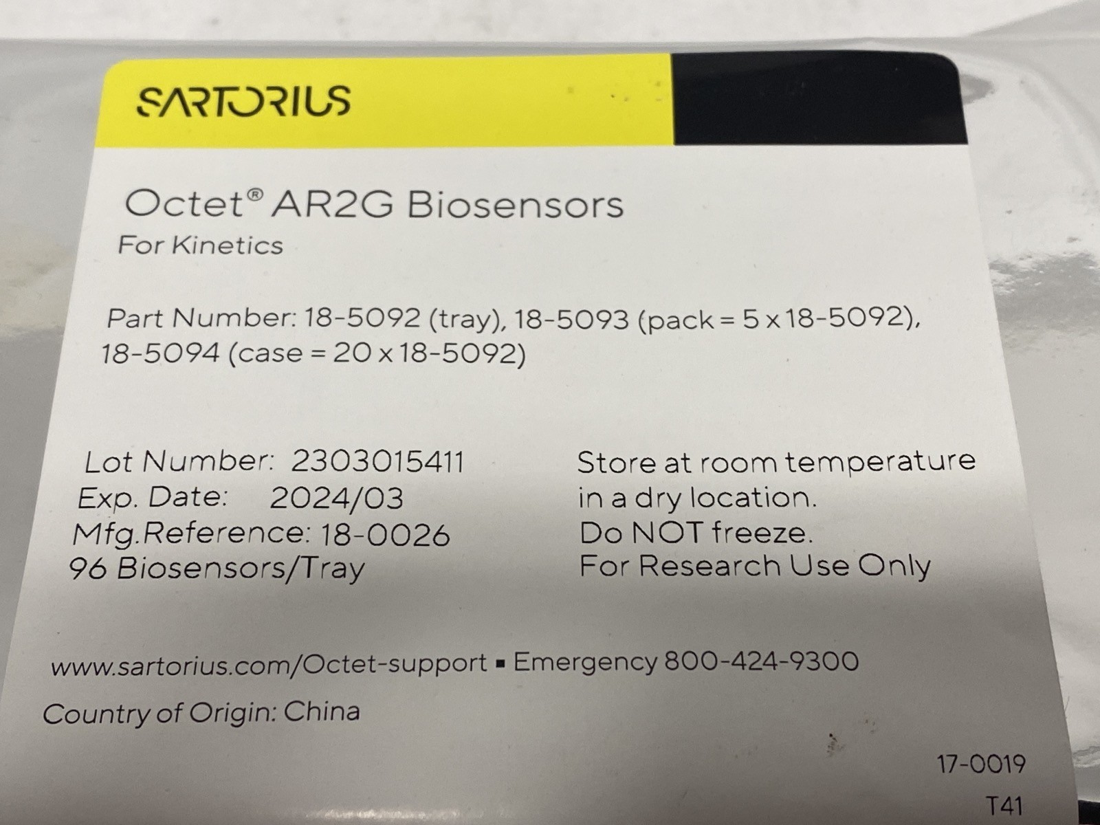 New SARTORIUS Octet AR2G Biosensor for Kinetics 96/Tray 18-5092