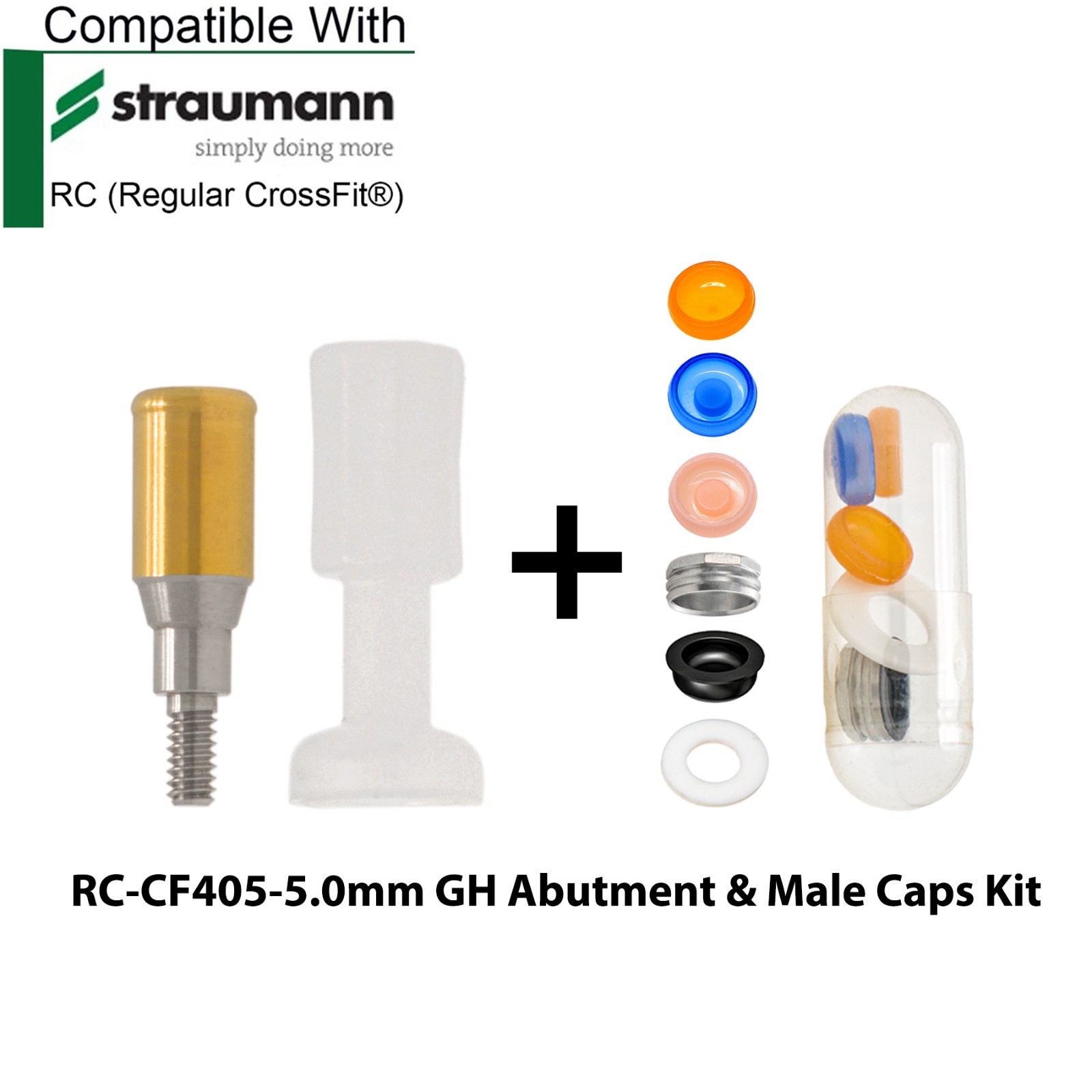 Fits Straumann ITI Dental RC Overdenture Locator Abutments 1-5mm & Male Caps Kit