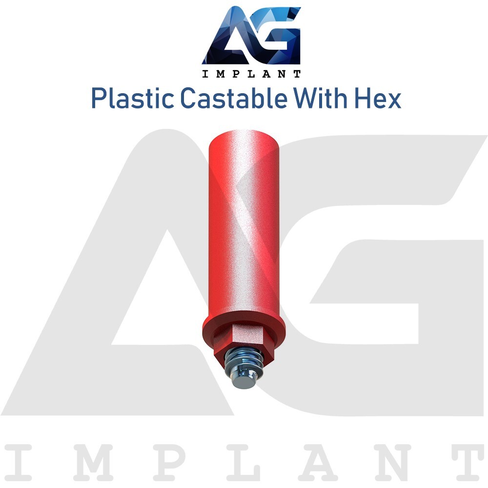 50 Plastic Castable Prosthetic With Hex Hexagon 2.42mm Dental Technicians