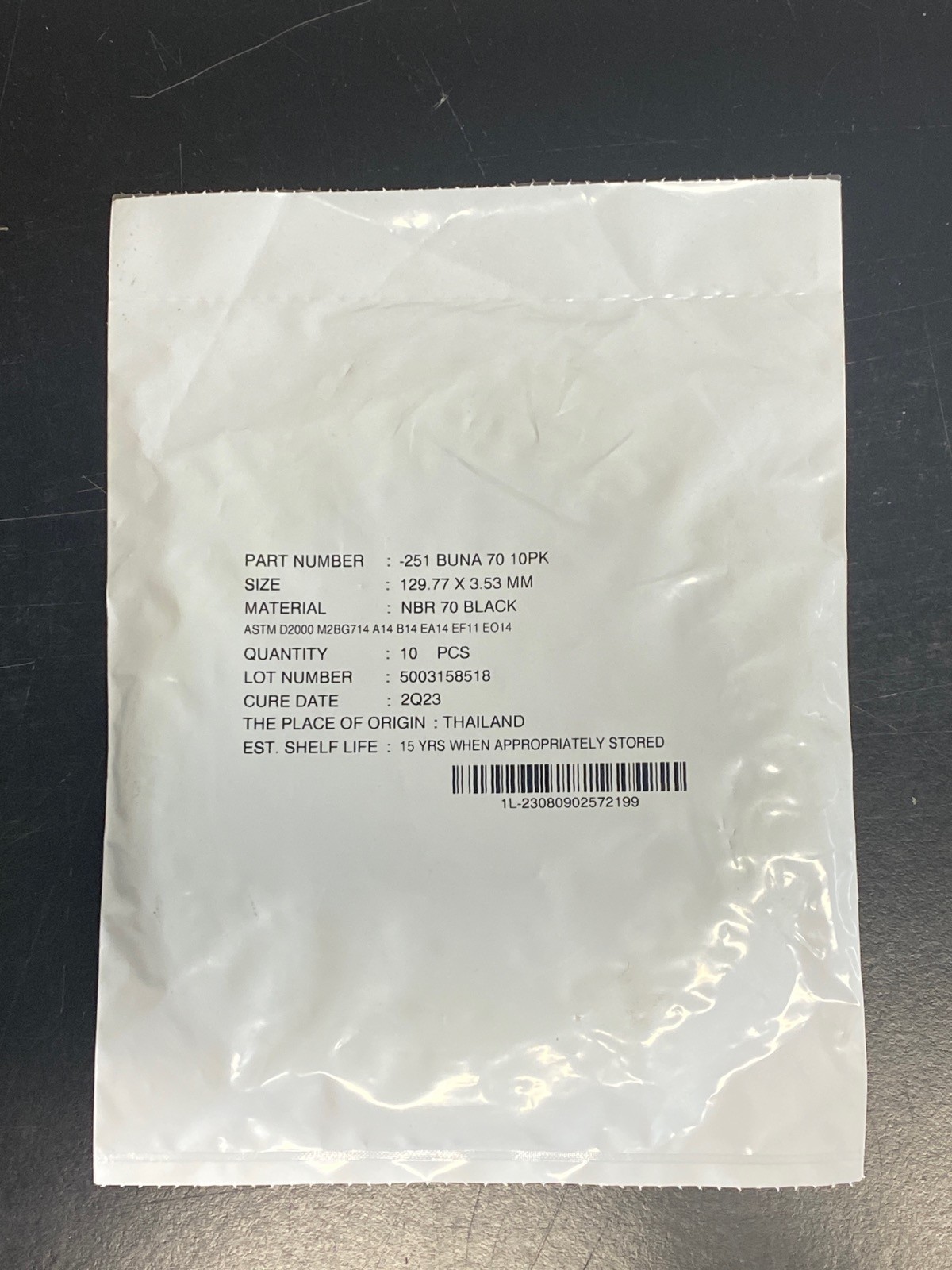 (10/Pack) 251 Buna 70 O-Rings Black 129.77mm x 3.53mm