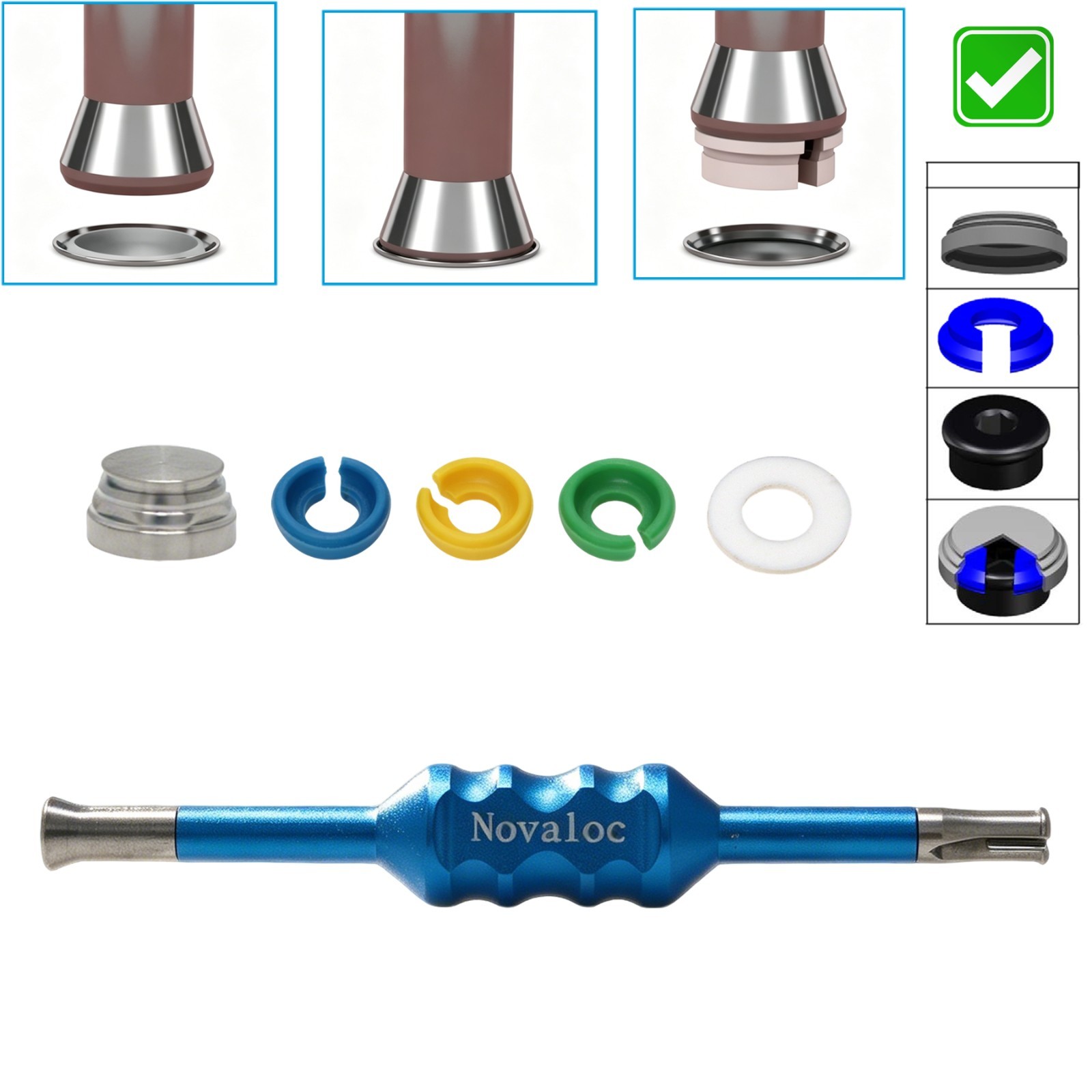 US Novaloc Retention Caps Inserts Kit & Locator Core Tool Overdenture Mounting