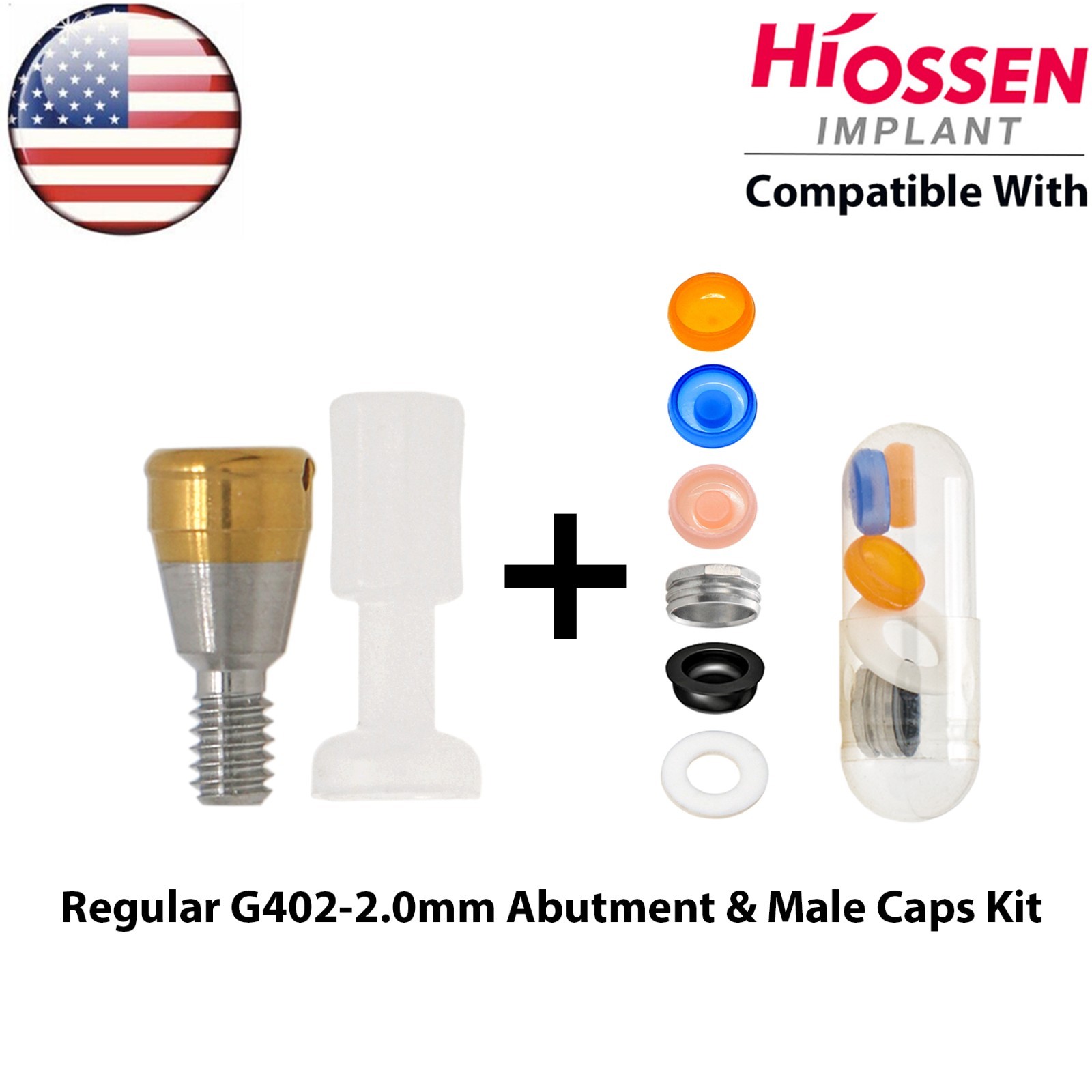 US Fits Hiossen Osstem Overdenture Locator Abutment Regular Mini & Male Caps Kit