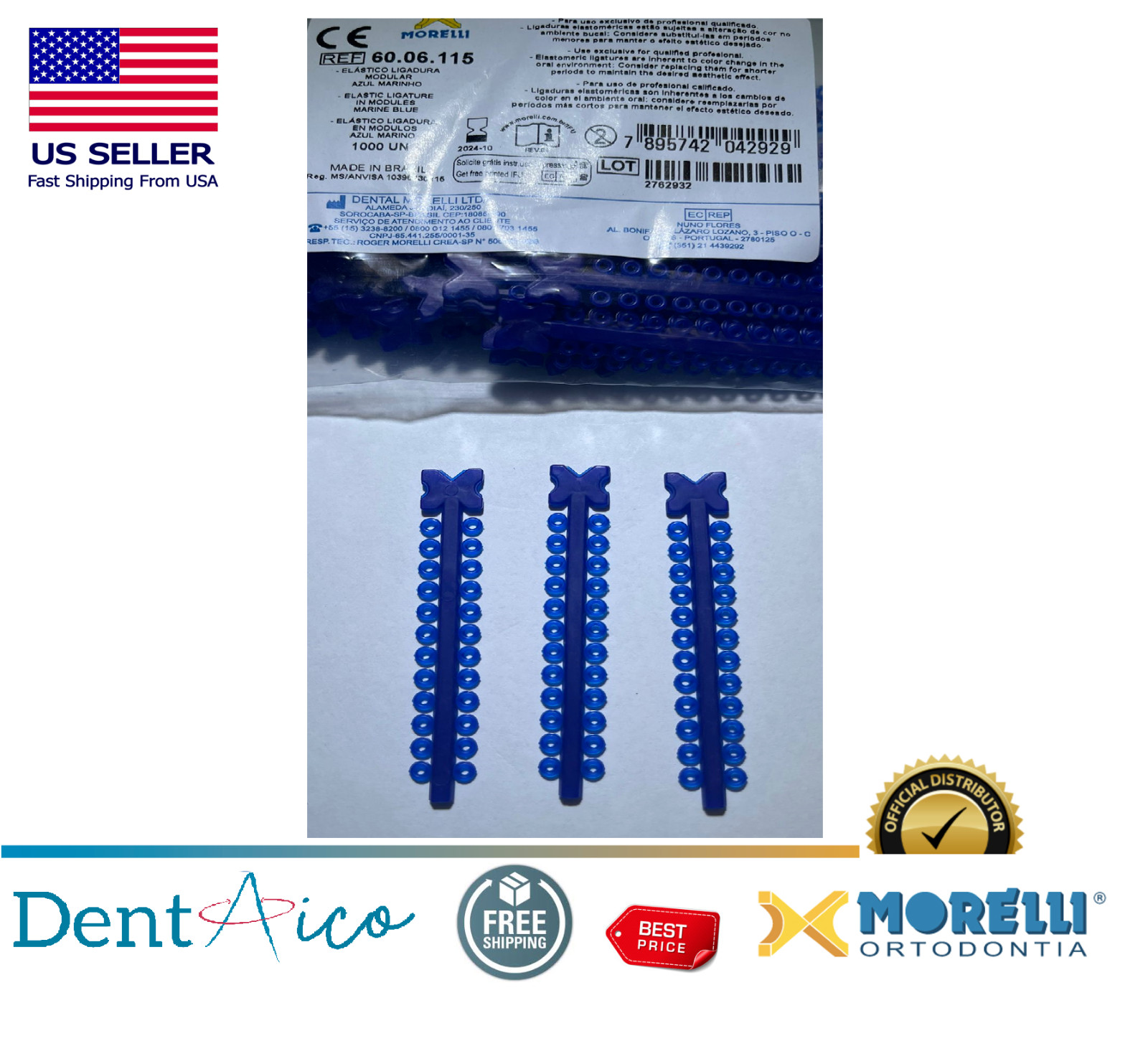 Elastic Ligature in Modules Marine Blue PAK/1.000UN MORELLI Dental Orthodontic